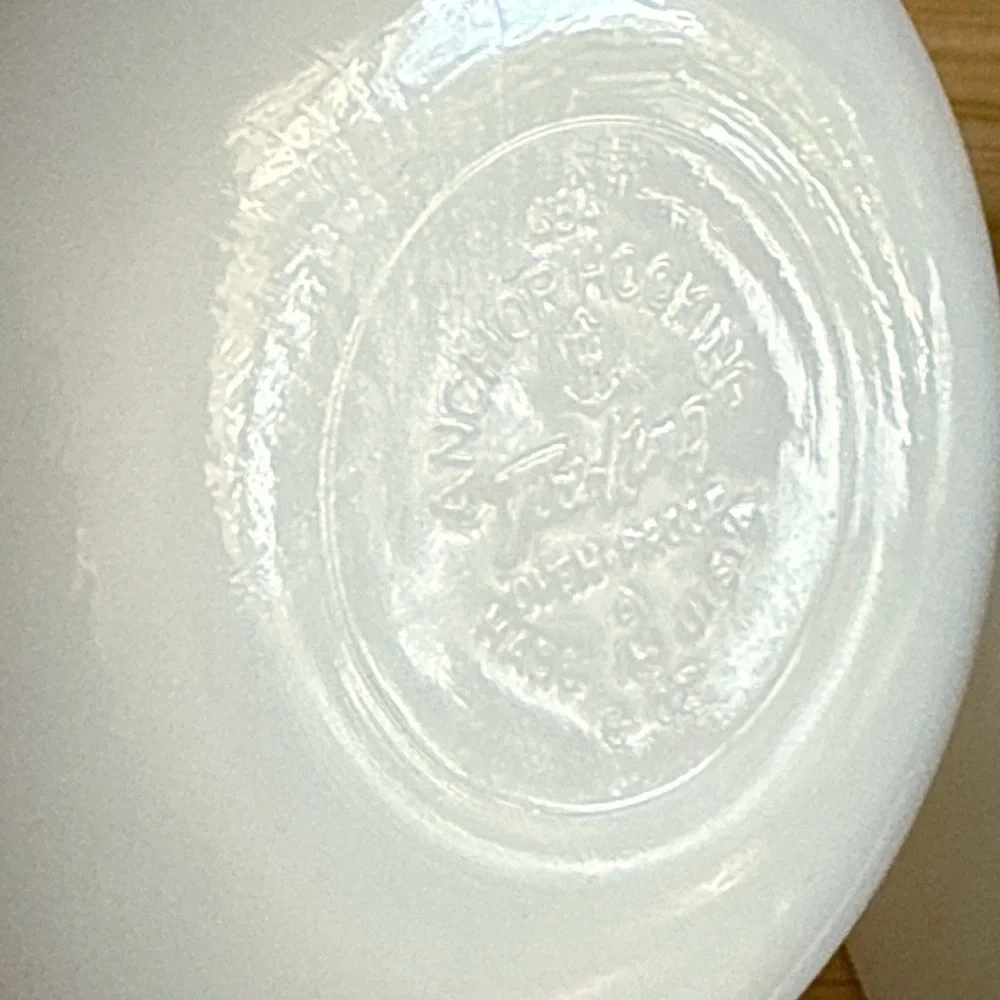 Fire-King Anchor Hocking Milk Glass Custard Cups  Handled French Casserole Bowls